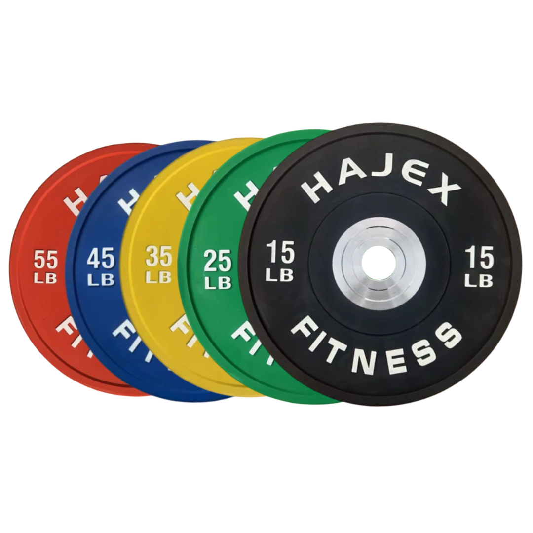 HAJEX Olympic Competition Steel Hub Bumper Plates Colored - 15, 25, 35, 45, 55 LB
