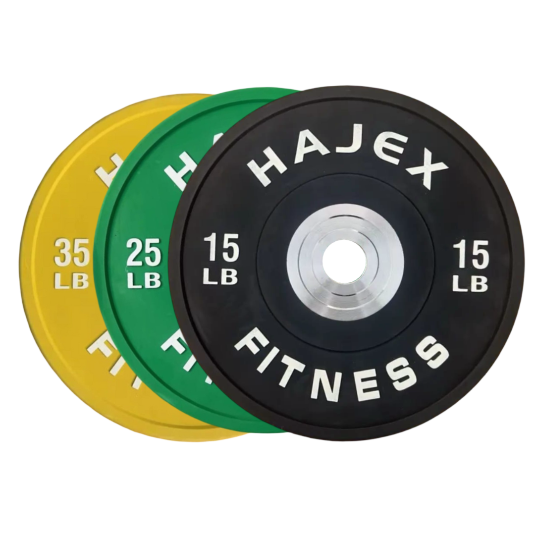 HAJEX Olympic Competition Steel Hub Bumper Plates Colored - 15, 25, 35, 45, 55 LB