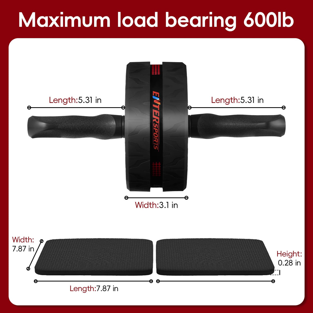 EnterSports Ab Roller Wheel for Abs Workout - Abdominal Exercise Equipment with 2 Knee Pads for Home Gym, Core Strength Training, Fitness Equipment for Men & Women (Red) 🍁 All In One Marketplace Canada