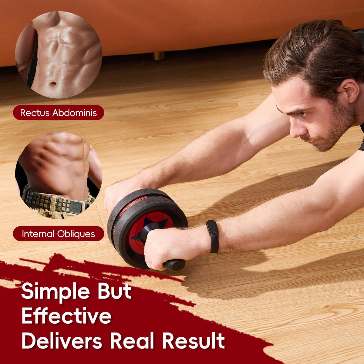 EnterSports Ab Roller Wheel for Abs Workout - Abdominal Exercise Equipment with 2 Knee Pads for Home Gym, Core Strength Training, Fitness Equipment for Men & Women (Red) 🍁 All In One Marketplace Canada