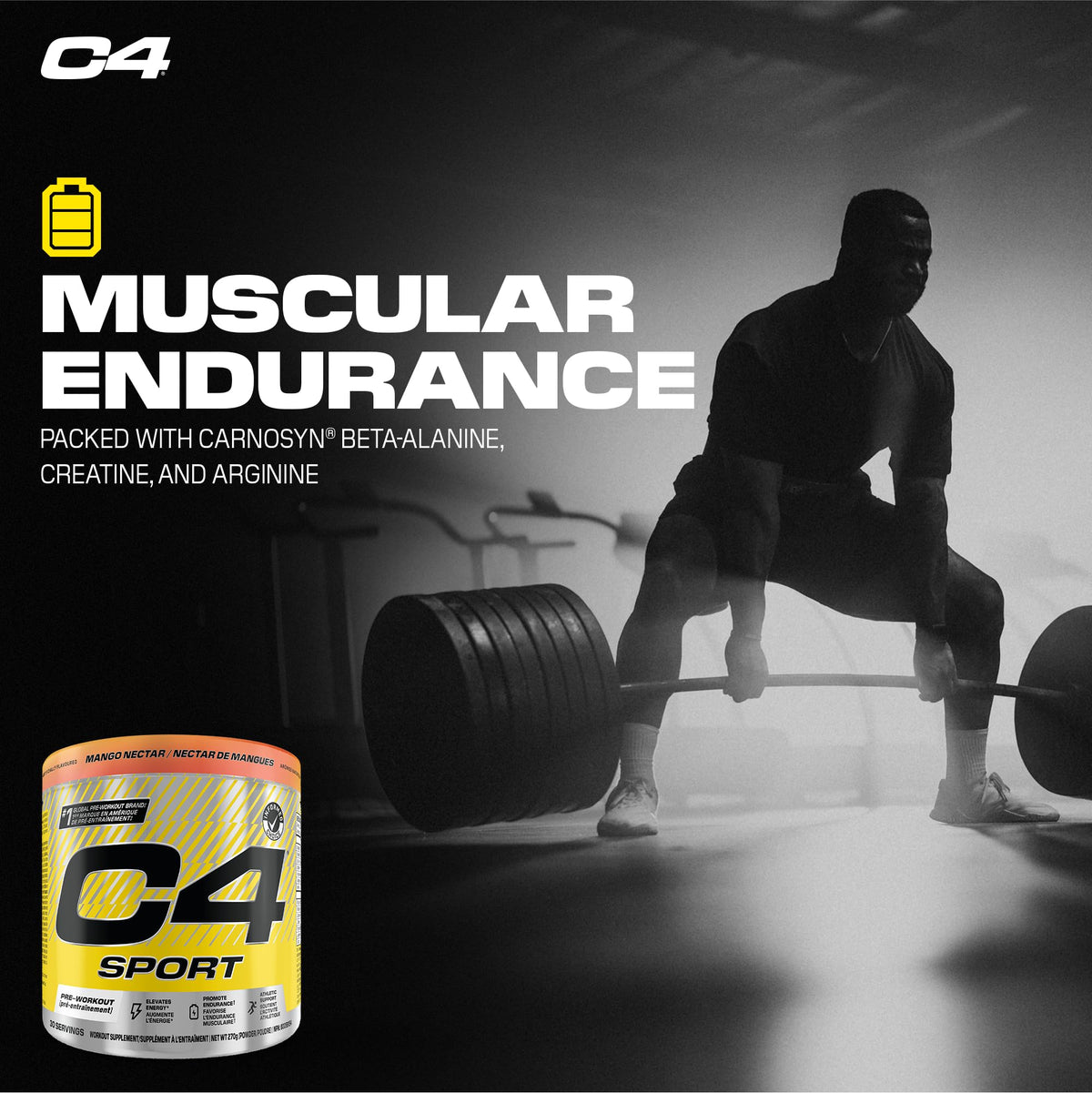 Cellucor C4 Sport Pre Workout Powder - Preworkout Energy with Creatine, Beta-Alanine, and 135mg Caffeine - NSF Certified for Sport - Mango Nectar, 30 Servings 🍁 All In One Marketplace Canada
