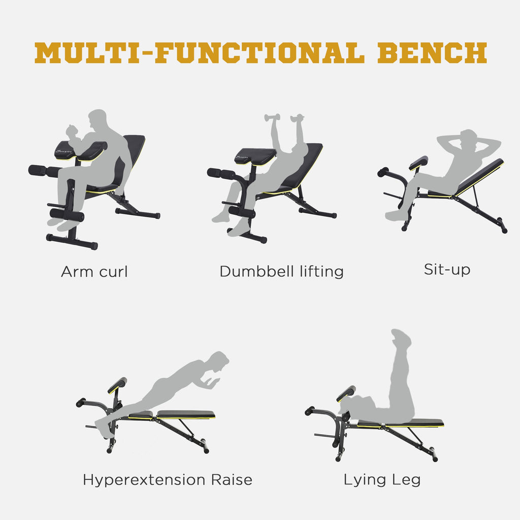 Adjustable Weight Bench, Sit Up Dumbbell Bench, Multi-Functional Purpose Hyper Extension Workout Bench with Adjustable Seat and Back Angle