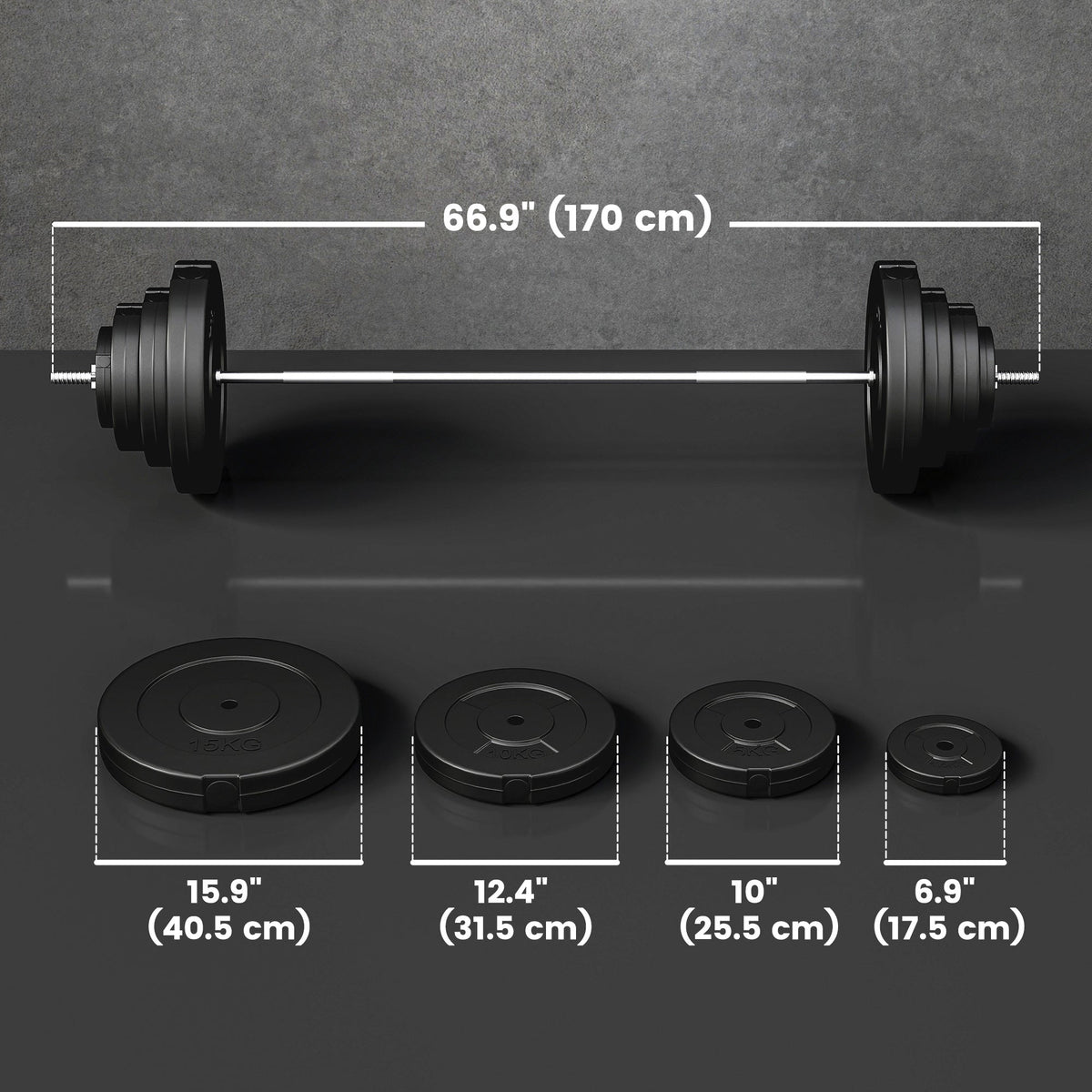 154 lbs Barbell Weight Set, Adjustable Weights for Home Gym with 67" Barbell Bar, Strength Training Equipment