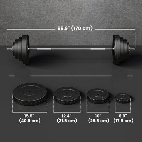 154 lbs Barbell Weight Set, Adjustable Weights for Home Gym with 67" Barbell Bar, Strength Training Equipment
