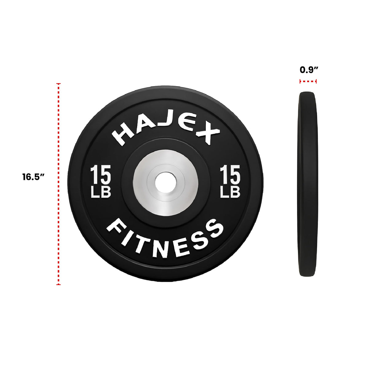 HAJEX Olympic Competition Steel Hub Bumper Plates Colored - 15, 25, 35, 45, 55 LB