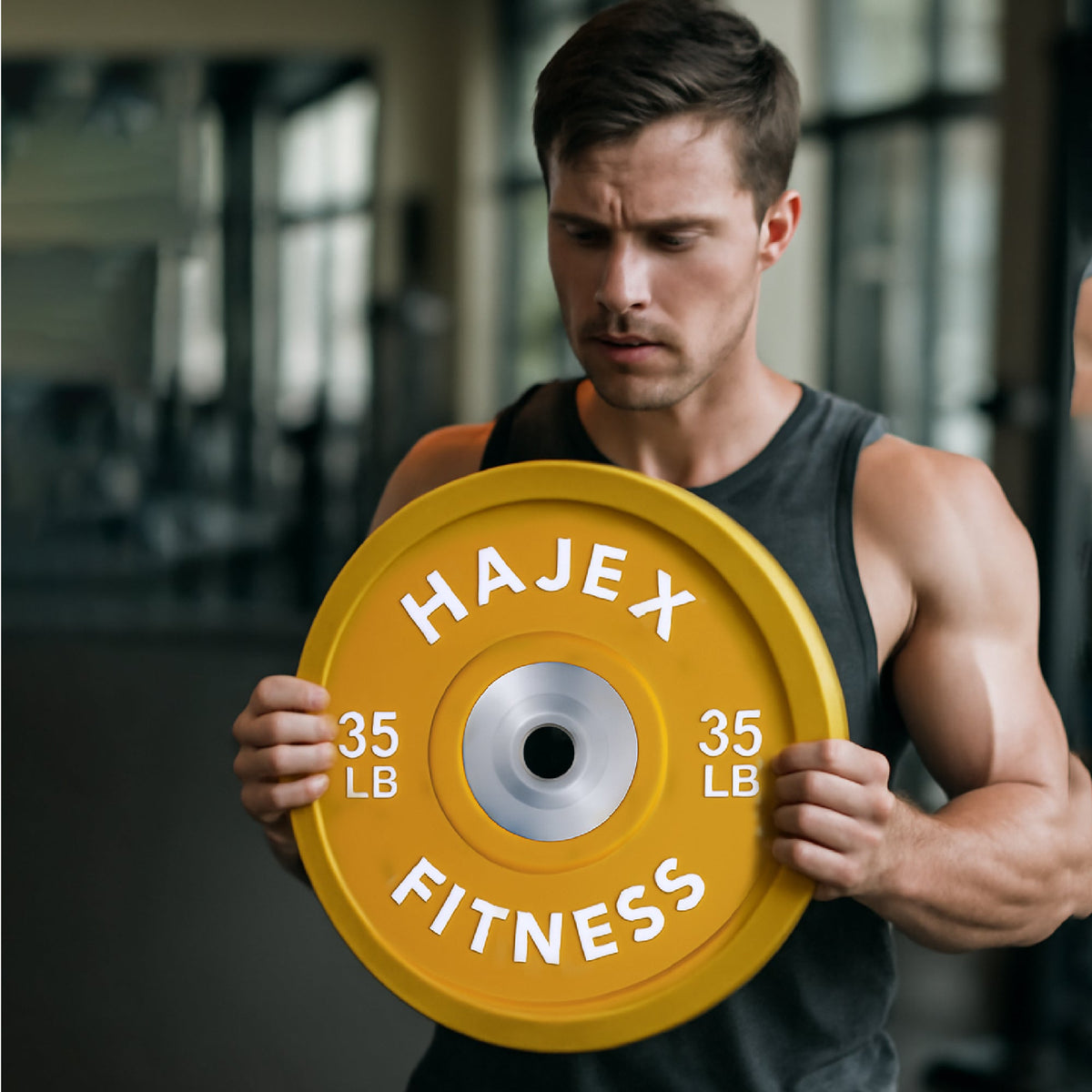 HAJEX Olympic Competition Steel Hub Bumper Plates Colored - 15, 25, 35, 45, 55 LB
