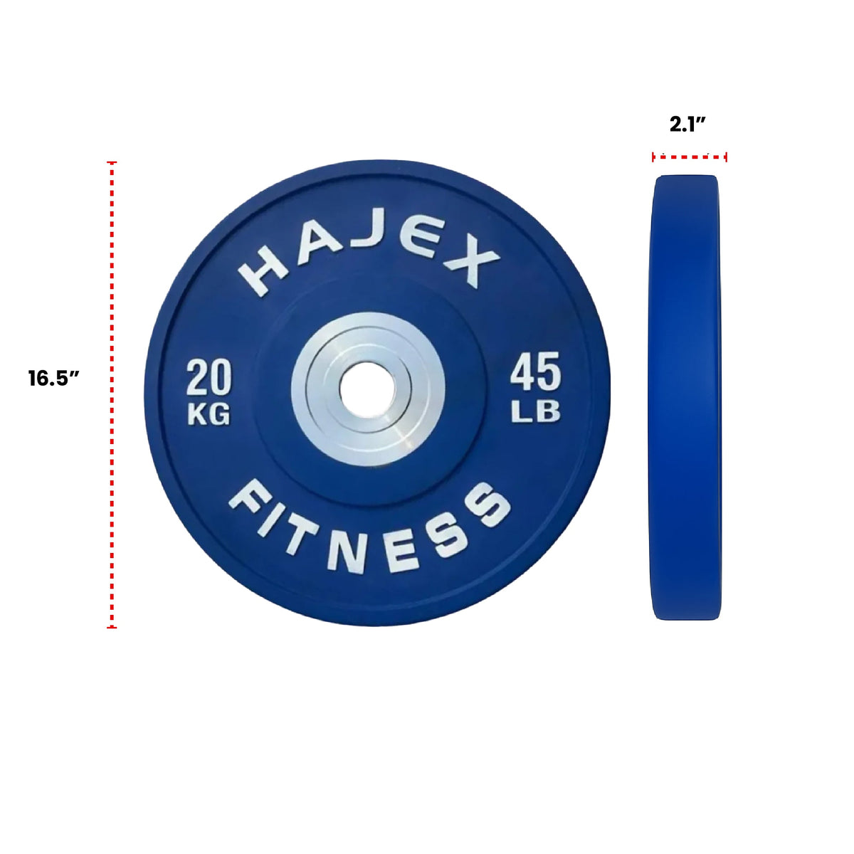HAJEX Olympic Competition Steel Hub Bumper Plates Colored - 15, 25, 35, 45, 55 LB
