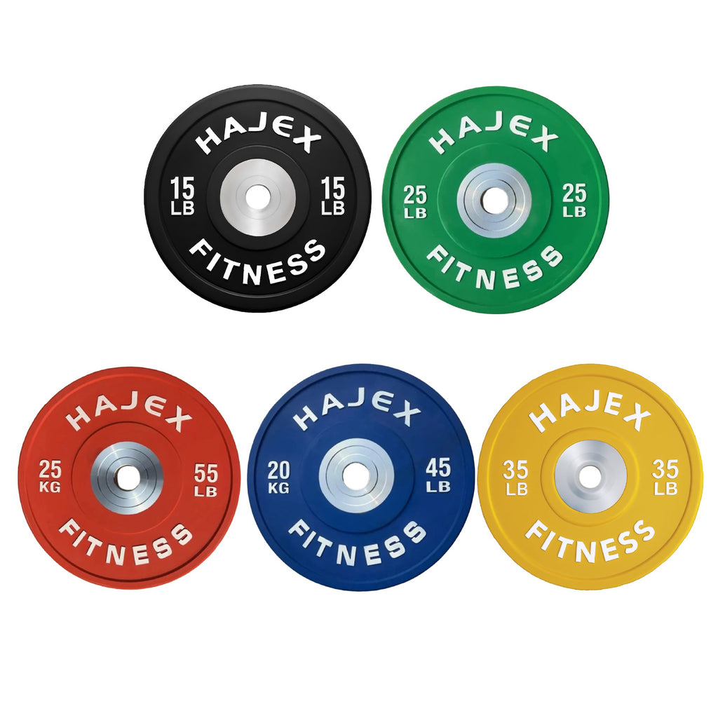 HAJEX Olympic Competition Steel Hub Bumper Plates Colored - 15, 25, 35, 45, 55 LB