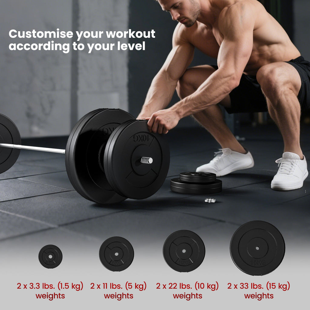 154 lbs Barbell Weight Set, Adjustable Weights for Home Gym with 67" Barbell Bar, Strength Training Equipment