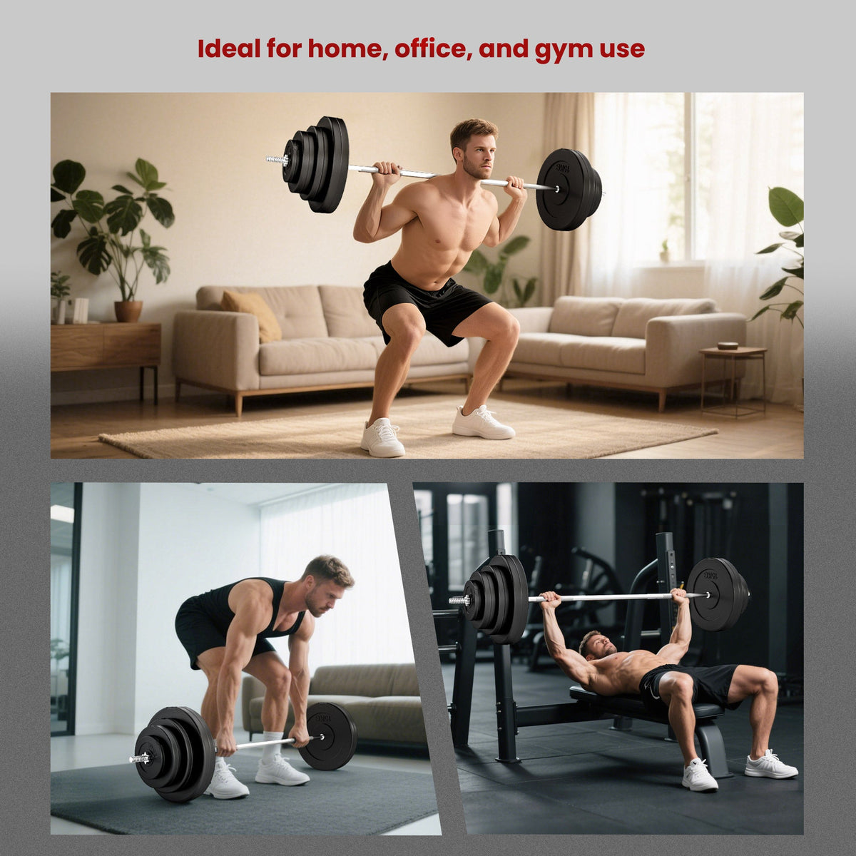 154 lbs Barbell Weight Set, Adjustable Weights for Home Gym with 67" Barbell Bar, Strength Training Equipment