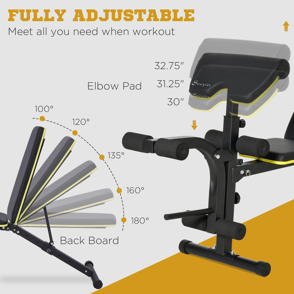 Adjustable Weight Bench, Sit Up Dumbbell Bench, Multi-Functional Purpose Hyper Extension Workout Bench with Adjustable Seat and Back Angle